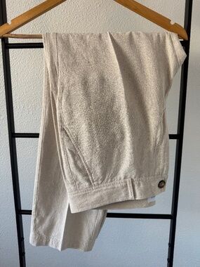 Textured Linen Slim Kobe Pant – Bone (Tall Length)